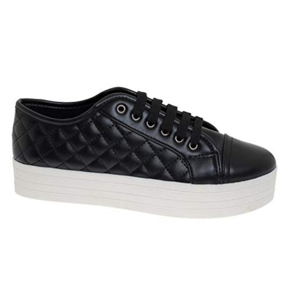 Breckelle's Black Quilted Platform Lace Up Sneaker - Picture 3 of 7